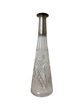 Hermann Behrnd Crystal Decanter Silver Collared Vase